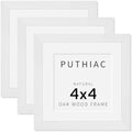 puthiac 4x4 Solid Oak Wood Picture Frames, White, 3 Pack by PUTHIAC