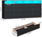 Gyfimoie 12-Compartment Divided Drawer Dresser w/Power Outlet, LED Light - Image 2