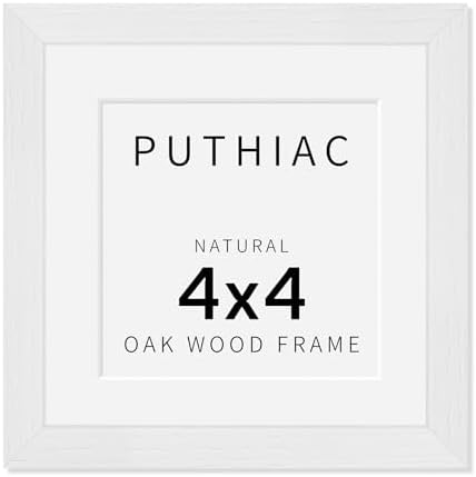 puthiac 4x4 Solid Oak Wood Picture Frame, White, 1 Pack by PUTHIAC