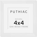 puthiac 4x4 Solid Oak Wood Picture Frame, White, 1 Pack by PUTHIAC