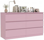 Pink 6 Drawer Dresser for Bedroom, Modern Dresser with Deep Drawer,Wide Storage Chest of Drawers, Bedroom Storage Organizer Furniture for Living Room by CIPACHOHOMEFURNITURE