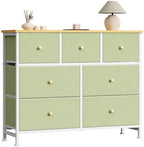 Sweetcrispy 7 Drawer Dresser for Bedroom Storage with Fabric Bins, Green by Sweetcrispy