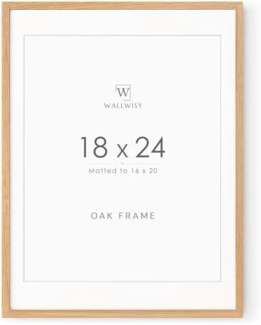 18x24 Poster Frame, Solid Oak Wood 18x24 Frames Matted to 16x20 by TumblerHome