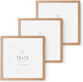 12x12 Wood Frame, Solid Oak 12x12 Picture Frames with Mat to 8x8 by TumblerHome