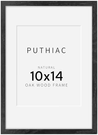 puthiac 10x14 Solid Oak Wood Picture Frame, Black, 1 Pack by PUTHIAC