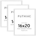 puthiac 16x20 Solid Oak Wood Picture Frames, White, 3 Pack by PUTHIAC