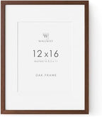 12x16 Picture Frame, Solid Oak Wood 12x16 Frames with Mat to 8.5x11 by TumblerHome