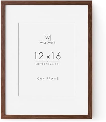 12x16 Picture Frame, Solid Oak Wood 12x16 Frames with Mat to 8.5x11 by TumblerHome