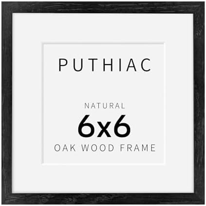 puthiac 6x6 Solid Oak Wood Picture Frame, Black, 1 Pack by PUTHIAC