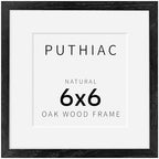 puthiac 6x6 Solid Oak Wood Picture Frame, Black, 1 Pack by PUTHIAC