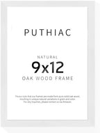 puthiac 9x12 Solid Oak Wood Picture Frame, White, 1 Pack by PUTHIAC