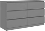 Vibe & Dine Grey Dressers for Bedroom, Double Dresser with 6 Drawers, Modern Chest of Drawers with Wide Storage for Closet, Bedroom, Living Room by VibeDine