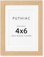 puthiac 4x6 Solid Oak Wood Picture Frame with 3x5 Mat, Natural Oak, 1 Pack by PUTHIAC