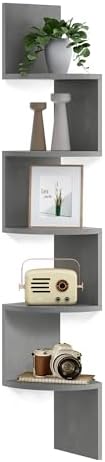 VASAGLE Corner Shelf Wall Mount, 5-Tier Floating Corner Bookshelf by VASAGLEbySONGMICSHOME