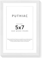 puthiac 5x7 Solid Oak Wood Picture Frame, White, 1 Pack by PUTHIAC