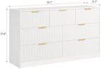 7 Drawer Fluted Dresser with Deep Drawers for Bedroom, White丨55 Wide Mid Century Dresser, Modern Chest of Drawers, Wood TV Stand Storage Organizer for Closet, Living Room, Hallway - Image 2