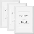 puthiac 8x12 Solid Oak Wood Picture Frames, White, 3 Pack by PUTHIAC