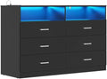 Bigbiglife Dresser for Bedroom, 6 Drawer Dresser with Charging Station and Led Light, Modern Chest of Drawers for Bedroom, Living Room,Black by Bigbiglife