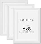 puthiac 6x8 Solid Oak Wood Picture Frames, White, 3 Pack by PUTHIAC
