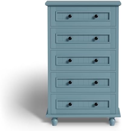42.7'' Tall 5 Drawer Dresser for Bedroom, Vintage Blue Wood Storage Chest - Image 7