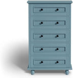 42.7'' Tall 5 Drawer Dresser for Bedroom, Vintage Blue Wood Storage Chest - Image 7