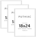 puthiac 18x24 Solid Oak Wood Picture Frames, White, 3 Pack by PUTHIAC