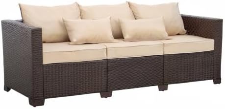 Rattan Star Outdoor Furniture Couch 3 Seater Sofa Outdoor Brown Wicker Sofa - Image 9