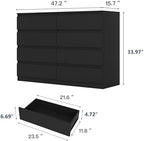 Black 8 Drawer Dresser for Bedroom,Modern Large Dresser with Deep Drawer,Wide Storage Chest of Drawer, Bedroom Storage Furniture Drawers for Bedroom - Image 3