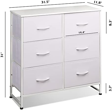 WLIVE Dresser for Bedroom with 6 Drawers, White - Image 3