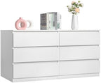 Karl home White 55-Inch 6 Drawer Modern Dresser, Bedroom Storage Chest by Karlhome