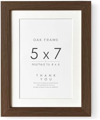 5x7 Picture Frame, Solid Oak Wood 5 x 7 Photo Frame with Mat to 4x6 by TumblerHome