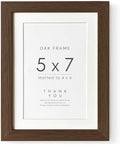 5x7 Picture Frame, Solid Oak Wood 5 x 7 Photo Frame with Mat to 4x6 by TumblerHome