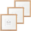 8x8 Picture Frames, Solid Oak Wood 8x8 photo Frame with Mat to 4x4 by TumblerHome