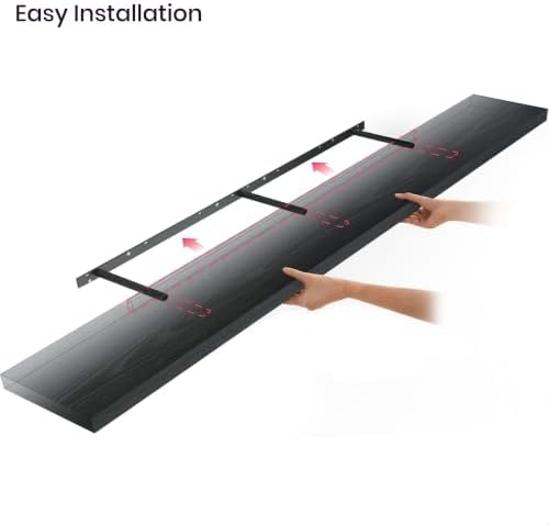 Ballucci Floating Shelves for Wall, 60" Wood Wall Shelf Set of 2, with Invisible Brackets for Bathroom, Living Room, Bedroom, Kitchen, Nursery, 8" Deep, Black - Image 4