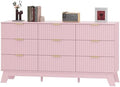 HUANLEGO Fluted Dresser for Bedroom with 9 Drawers, Pink by HUANLEGO