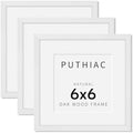 puthiac 6x6 Solid Oak Wood Picture Frames, White, 3 Pack by PUTHIAC