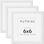 puthiac 6x6 Solid Oak Wood Picture Frames, White, 3 Pack by PUTHIAC