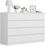 Spaco White 8 Drawer Dresser for Bedroom,Modern Deep Drawer Dresser,Wide Storage Chest of Drawer for Closet,Wood Storage Organizer Furniture for Living Room by SpacoHomeFuniture
