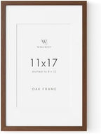 11x17 Picture Frame, Solid Oak Wood 11x17 Poster Frame with Mat to 8x12 by TumblerHome
