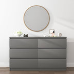 Vibe & Dine 6 Drawer Double Dresser, Modern Chest of Drawers with Wide Storage for Closet, Bedroom, Living Room (Grey) - Image 2