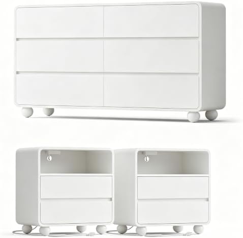 Lulive Dressers and Nightstands Set 3-Piece, White by Lulive