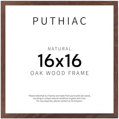 puthiac 16x16 Solid Oak Wood Picture Frame, Walnut, 1 Pack by PUTHIAC