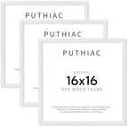 puthiac 16x16 Solid Oak Wood Picture Frames, White, 3 Pack by PUTHIAC