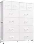 WLIVE 12 Drawer Tall White Fabric Dresser Bedroom Storage Chest by WLIVE
