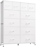 WLIVE 12 Drawer Tall White Fabric Dresser Bedroom Storage Chest by WLIVE