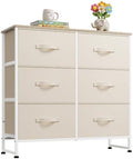 WLIVE Beige Fabric Dresser for Bedroom, 6 Drawer Dressers, Chest of Drawers by WLIVE