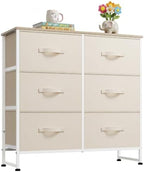 WLIVE Beige Fabric Dresser for Bedroom, 6 Drawer Dressers, Chest of Drawers by WLIVE