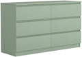 VERYKE Green 6 Drawer Dresser for Bedroom,Chest of Drawers with No-Handle Design for Closet,Modern Wood Dresser Bedroom Storage Furniture by VERYKE