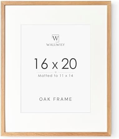 16x20 Picture Frame, Solid Oak Wood 16x20 Frames with Mat to 11x14 by TumblerHome