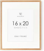 16x20 Picture Frame, Solid Oak Wood 16x20 Frames with Mat to 11x14 by TumblerHome